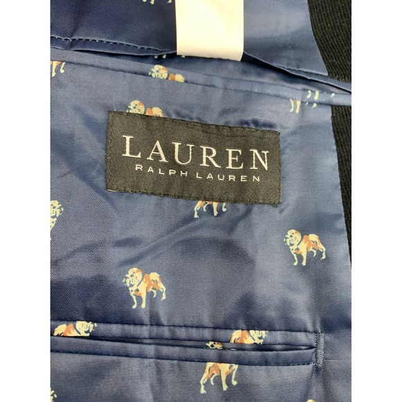 Ralph Lauren Blazer 48R Black Corduroy Elbow Patch Bull Dog Lining Sport Coat - Picture 4 of 11